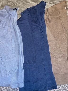 2- Karen Scott Woman’s Navy Blue Open-Front Cardigan Sweater small 1 Cielo
